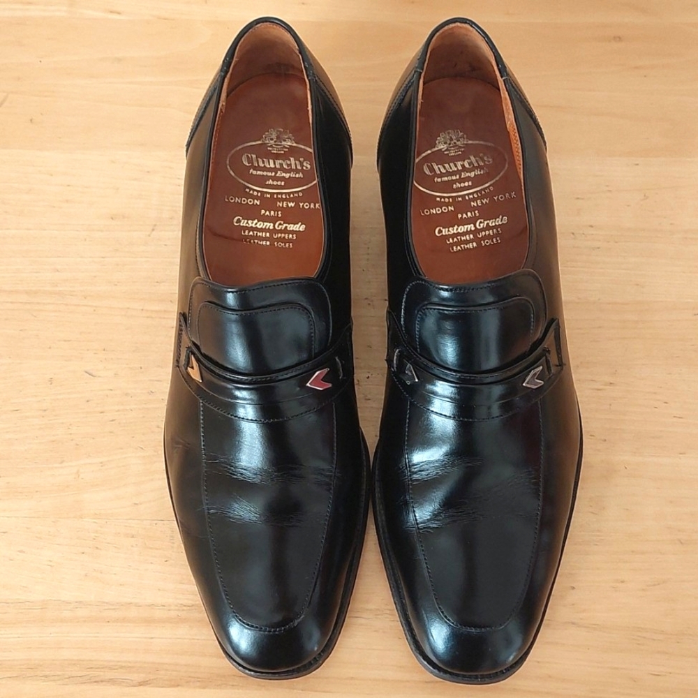 Black Leather Slip-On Men’s Dress Loafers - Picture 6 of 16